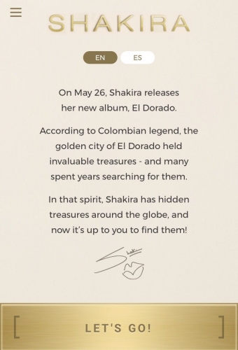Good work! You unlocked the full "El Dorado" tracklisting. More treasures coming tomorrow... ShakHQ #ShakiraElDorado

Muy buen trabajo! Ya descubrieron el listado de las canciones de #ShakiraElDorado. MaÃ±ana mÃ¡s tesoros! ShakHQ
