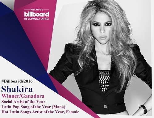 29 de Abril de 2016 - Obrigada a todos e @manaoficial fazerem estes 3 prÃªmios #Billboards2016 possÃ­veis! Amo vocÃªs, Shak

Muchas gracias a Uds y a @manaoficial por hacer posible estos premios #Billboards2016! Los quiero mucho! Shak 

Thank you all and @manaoficial for making these 3 #Billboards2016 awards possible! Love you, Shak 
