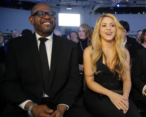 With fellow SDG advocate @ForestWhitaker at the world economic forum (@wef) -education for peace! Shak 
