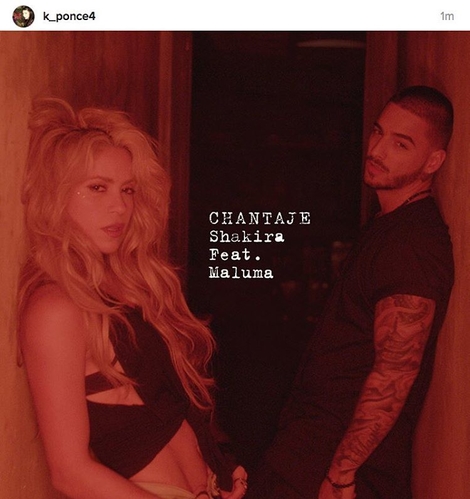 Shak just let a fan exclusively reveal the artwork for her new single, Chantaje! /// Shak dio en exclusiva a un fan el arte de su prÃ³ximo sencillo: Chantaje con @maluma! Congrats to @k_ponce4 who solved Shak's riddle, guessing that Chantaje lasts 3 minutes and 16 seconds (shirt numbers: 3 / 15 + 1) ShakHQ! Felicitaciones a @k_ponce4 quien adivinÃ³ el acertijo! #Chantaje dura 3 minutos y 16 segundos (camisetas 3 / 15+1)

