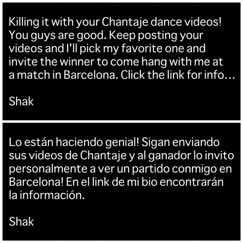 #ChantajeChallengeContest -> (link: http://www.shakira.com/news/968) shakira.com/news/968 
