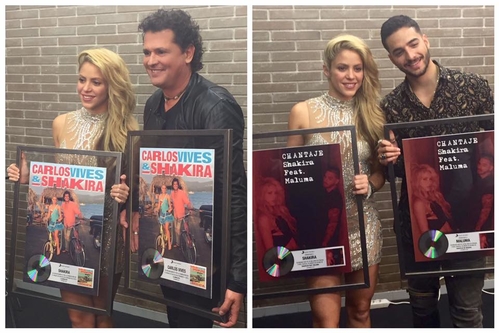 Over 750 million streams for Ls Bicicleta and Chantaje worldwide! Incredible evening! Thank you to my amazing fans! // MÃ¡s de 750 millones de streams para La Bicicleta y Chantaje en el mundo! Noche increÃ­ble, gracias a los fans! Shak
